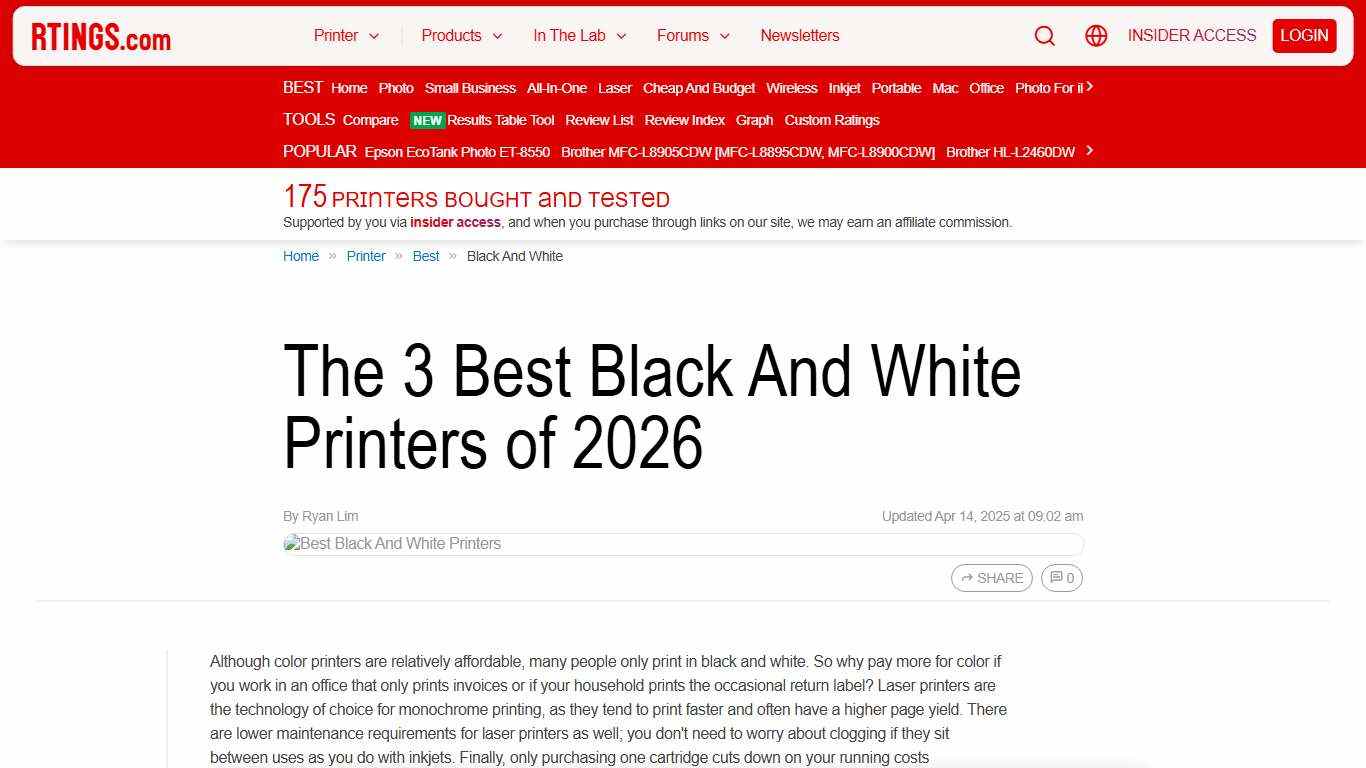 The 3 Best Black And White Printers of 2026 - RTINGS.com