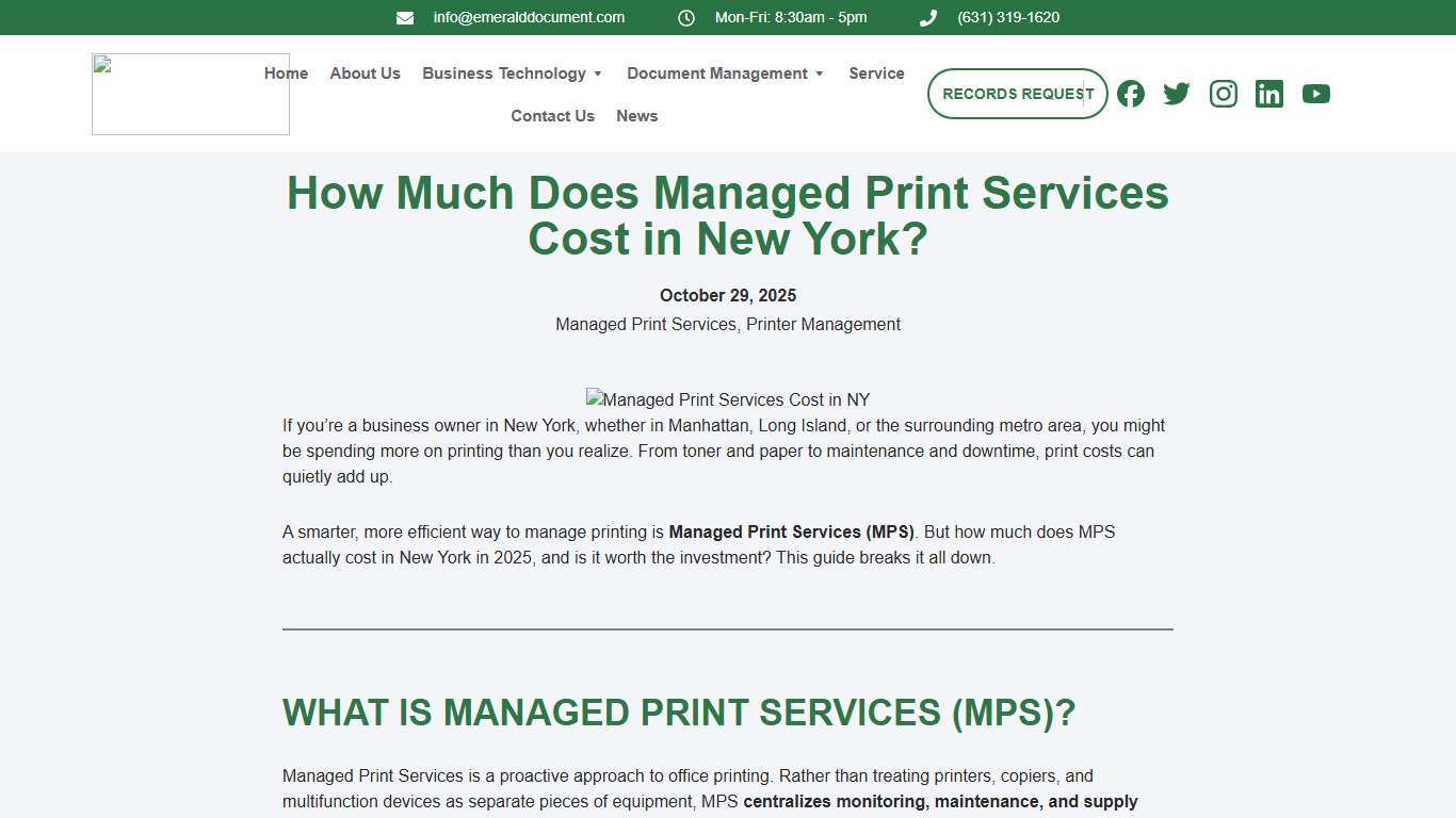 How Much Does Managed Print Services Cost in New York? 2026